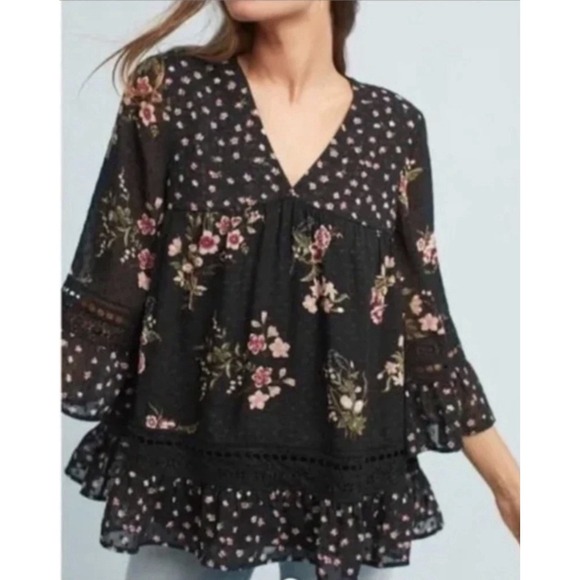 Anthropologie Tops - Anthropologie Maeve Women's‎ M Steffy Bell-Sleeve Blouse Boho